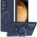 for Samsung Galaxy S23 Ultra Case with Magnetic Invisible Stand [Compatible with MagSafe] Military Drop Tested [Full Camera Protection] Silicone S23 Ultra Case for Women Men, Dark Blue