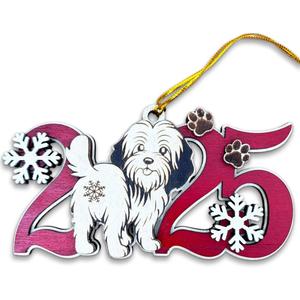 2025 Havanese Christmas Ornament  Wooden Dog Ornament for Tree, Cute Puppy Holiday Decoration, Personalized Pet Keepsake Gift for Women, Men, Kids, Dog Mom & Dad