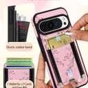 Shorogyt for Google Pixel 9/9Pro Cute Kawaii Leather Phone Case - Compatible with Magsafe Wallet Magnetic Credit Card Holder Peach Blossom Design Phone Cover for Women Girls, Fits 7 Cards