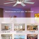 JSAITEE 52 inch Ceiling Fan with Light, 6 Speeds Reversible Low Profile Ceiling Fan with Light and Remote/APP Control, 3 Color Temp+Dimmable RGB, 8 Blades, Flush Mount Quiet Ceiling Fans, Nickel