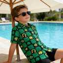 UNICOMIDEA Boys St. Patrick's Day Shirt Kids Green Shirts Short Sleeve Button Down Tops 5-14 Years