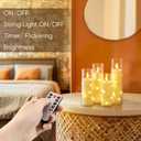 Homemory 12Pcs Flameless Candles with Star String Fairy Lights, Flickering Battery Operated Candles, LED Fake Candles with Remote and Timer, Christmas, Weddings, Home Decor, White