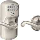 Schlage FE575 V PLY 619 FLA Plymouth Keypad Entry with Auto-Lock and Flair Levers, Satin Nickel