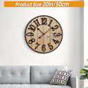 Large Wall Clock 20IN, Silent Metal Wood Style Wall Clocks Battery Operated for Living Room Decor, Farmhouse Big wall Clock, Outdoor