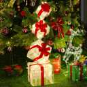 Set of 4 Lighted Gift Boxes, 3.3FT 70 LED Stackable Light Up Present Boxes for Christmas Decorations Indoor Outdoor Yard Lawn Porch Home Decor(4 Piece Set)