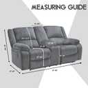 ULTICOR Reclining Loveseat with Middle Console Slipcover, 8-Piece Velvet Stretch Loveseat Reclining Sofa Covers, 2 Thick, Soft, Washable, Covers ONLY (Black) 39"D x 85"W x 45"H