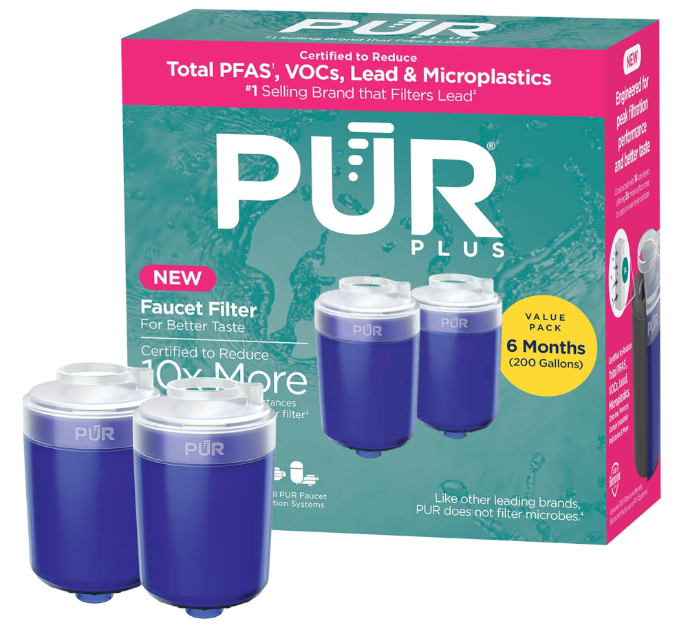 PUR PLUS Faucet Mount Replacement Filter 2Pack, Genuine PUR Filter, 3in1 Powerful, Natural Mineral Filtration, Lead Removal, 6Month Value, Blue (RF99992)