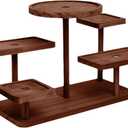 Display Riser Small Potted Plant Stand Sturdy Desktop Decorative Tiered Tray Rack for Figure Dolls Collection Perfume Makeup, Walnut
