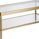 Henn&Hart 45" Wide Rectangular Rectangular Coffee Table in Brass, Modern Rectangular Coffee Tables for living room, studio apartment essentials