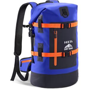 HEETA Dry Bags Waterproof Backpack 40L for Men & Women, Roll Top Heavy Duty Cushioned Hiking Backpack for Kayaking Boating Paddle Boarding Fishing Travel Camping Beach Vacation Cruise Ship Essentials