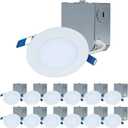 HALO HLBE 4 in LED Canless Recessed Lights 12-Pack, 3000K, 600 Lumens, Wet Location, Dimmable, Ultra-Slim 1/2 in Profile Ceiling Downlights for New Construction and Remodel - HLBE4069301EMWR-12PK