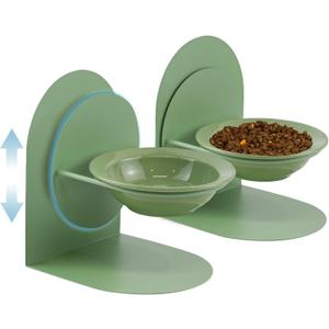2-Pack Adjustable Cat Bowls with Magnetic Iron Stand & Ceramic Bowls Dual Height & Angle Adjustable, Non-Slip Design for Comfortable Feeding