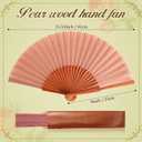 Blulu 2 Pieces Folding Handheld Silk Fan Pear Wood Vintage Spanish Fans with Leather Cover for Women Girls for Renaissance Fairs, Larp, Steampunk, Medieval, Viking, or Cosplay Costumes(Vintage Pink)