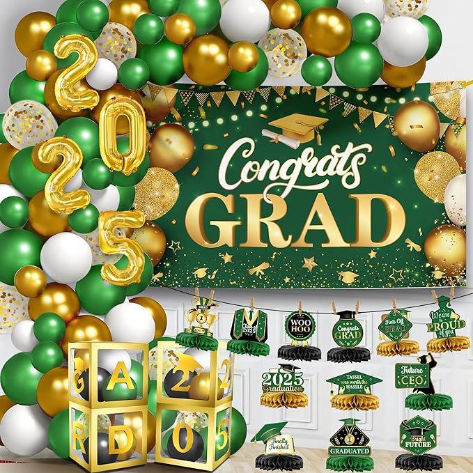 KatchOn, Graduation Backdrop - 72x12 Inch | graduation banner Congrats Grad Banner Black and Gold Congratulations Banner | Graduation Decorations 2025