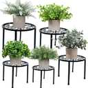 HAINARverS Metal Plant Stands 5-Pack, Heavy Duty Rustproof Iron Corner Flower Pot Stand Holder,Round Supports Display Rack Tiered Plant Stand Shelf For Indoor And Outdoor Multiple (Black)
