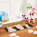 Utaly Easter-Door Mat Dirt Trapping Bunny-Outdoor Welcome Mats Non-Slip Outdoor Indoor-Entrance Low Profile Spring-Front Doormat for Home Decor 30" x 17"