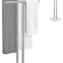 Standing Towel Rack 40" Height, 2-Tier Free Standing Towel Racks for Bathroom, Floor Towel Stand Holder with Heavy Marble Base, White