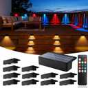 Solar Fence Lights with Remote 12 Pack, 9 Fixed Colors 12 Modes, Fence Lights Solar Powered Outdoor Waterproof, Warm/Cool White, RGB LED Deck Lights for Step/Yard/Railing/Balcony/Patio/Stairs/Outside