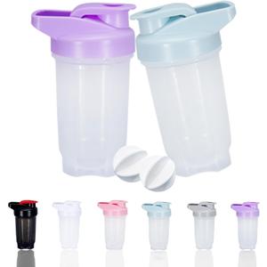 Shaker Bottle Protein Shakes Cup and 10-Ounce/300ML Shaker-Bottle with Whisk Balls, Protein Shaker- Bottles Set, Non-BPA plastic(Bule+Purple(2PCS))