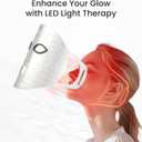 LED Light Therapy Mask - 4 Colors LED Face Mask Light Therapy with Timing Function, LED face Mask Light Therapy at Home 240 LED Beads (White+Silver)