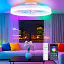 19.7" Ceiling Fans with Lights, Smart RGB Color Changing Low Profile Ceiling Fan, Modern Flush Mount Fandelier with Remote and APP, 6 Speeds, Quiet DC Motor, for Living Room, Bedroom, Indoor