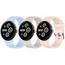 MAKCPOIMER Silicone Bands Compatible with Google Pixel Watch 3 45mm, 3 Pack Waterproof Sport Watch Strap Replacement for Pixel Watch 3 45mm Women Men (Blue+Starlight+Pink)