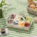 Patent Design Ribbed Snackle Box Container Snack Container Divided Serving Tray with Lid and Handle, 8 Divider Portable Snacklebox for Travel Beach for Charcuterie Veggie Fruit Candy,1 Pack (White)