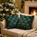 Vagasi Christmas Throw Pillow Covers 18x18 Inch Set of 2, Xmas Tree Pillow Cases Soft Plush Pillowcases 3D Embroidered Star&Bow Christmas Decorations for Couch Bedroom Living Room Porch