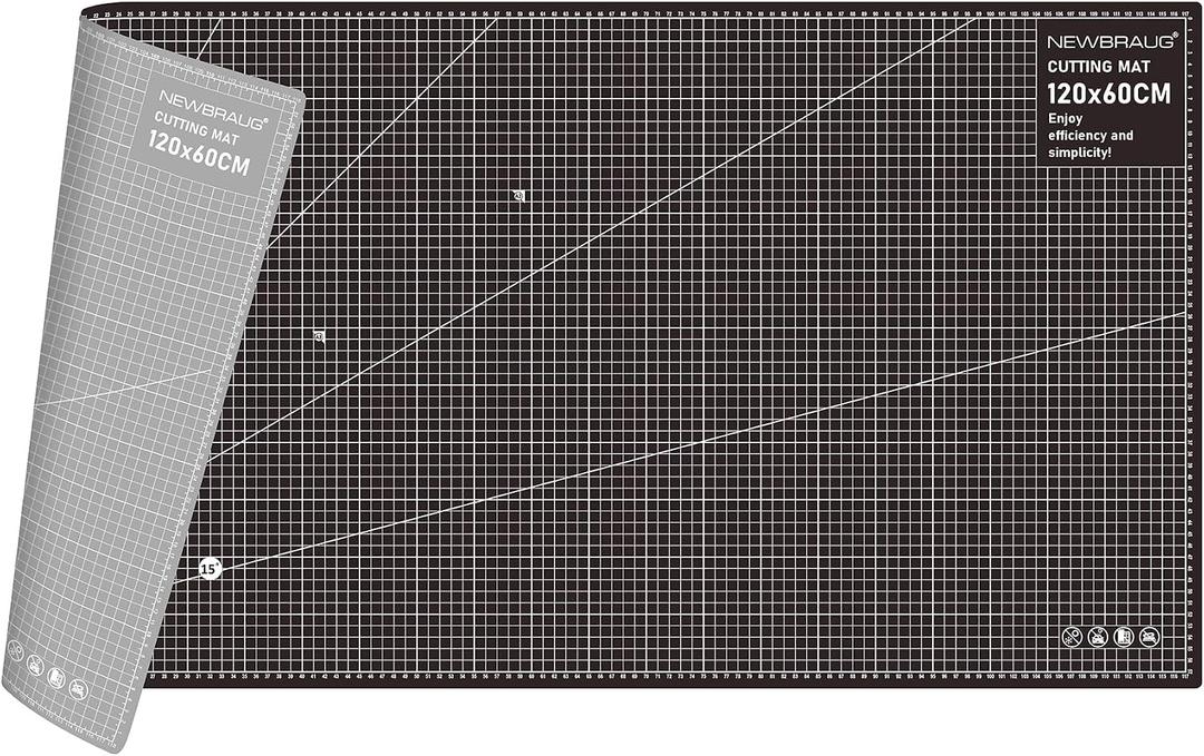 NEWBRAUG 24'' × 48'' Large Self Healing Cutting Double Sided 5-Ply Mat, Big Cutting Board for Rotary Cutting, Quilting, Sewing, Craft, Fabric & Scrapbooking(Gray/Black), 47"L x 23"W