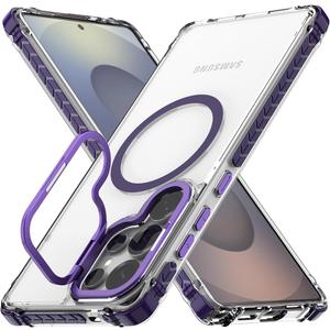 Nvollnoe for Samsung S25 Ultra Case Compatible with MagSafe Military Grade Shockproof Heavy Duty Protective Adjustable Kickstand Ultra Clear Magnetic Phone Case for Samsung S25 Ultra(Purple)