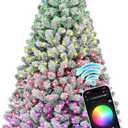 HOLLO STAR 6 ft Flocked Prelit Christmas Tree with 350 LED Lights, App Control, Artificial Christmas Tree, Multi-Color RGBW Lights, 947 Branch Tips, Snow Xmas Tree, for Home, Party