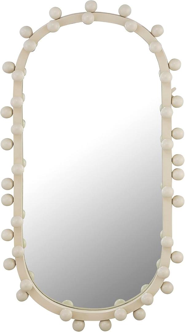 TOV Furniture Bubbles Ivory Cream Metal Frame Oval Wall Mirror (31.5"L x 17"W)
