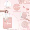 party greeting 50 Pack Non-woven Welcome Gift Bags with Handles Pink Wedding Bags with 2 Rolls of Off-White Ribbon Party Favor Bag Suitable for Parties Birthdays Weddings