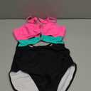 popvil One Piece Swimsuit for Women 2025 Sexy Neon Swim Suits Cut Out Tummy Control Bathing Suit Braid Color Block Swimwear, Small