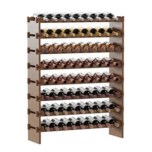 Bambloom Wine Rack Freestanding Floor, Wooden Stackable Bottle Storage Rack for Kitchen, Cellar. 72 Bottles Wine Holder Display Shelves for Champagne(Walnut)