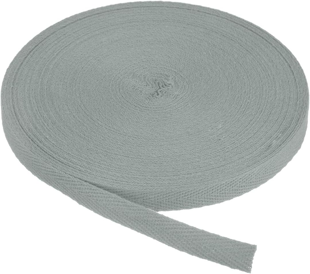 PATIKIL Cotton Twill Tape 3/8 Inch 25 Yards Cotton Ribbon Bias Binding Tape Herringbone Webbing Trim for Sewing Gift Wrapping Craft DIY Iron Grey