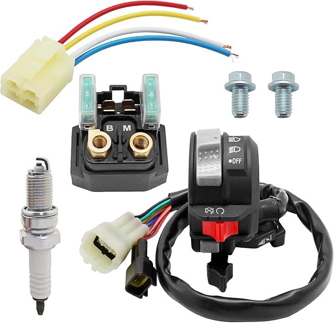 M MATI Start Stop Switch & Starter Solenoid Relay & Plug & Spark for Yamaha YFM Big Bear 250/400 Grizzly 350/400/660 Kodiak 400/450 Wolverine 350/450 Raptor 350/660 Bruin 250/350