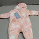 Baby Winter Clothes Cotton Baby Snowsuit for Boys Girls Long Sleeve Onesie Hooded Romper Newborn Jumpsuit Outfits (0-3 Months, Pink Flowers & Leaf)