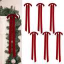 Biggun 9x24in Large Velvet Bows for Christmas Tree Decorations - 6 Pcs Velvet Ornaments with Tie for Christmas Wreath Garland Fireplace Decor, Burgundy