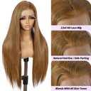 SAPPHIREWIGS 13×6 Straight Lace Front Wig Honey Brown Hair Glueless Synthetic Lace Front Wigs for Women Pre-plucked Hairline Heat Resistant Fiber Daily Cosplay Use 26 Inches