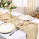 6 x 6 Pack 10FT Beige Cheesecloth Table Runner 120 Inch Long Gauze Rustic Boho Spring Cheese Cloth Table Runner Sheer Fabric Decorations for Holiday Party Wedding Banquet Bridal Baby Shower Dcor