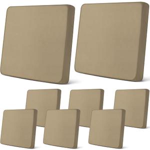 Newwiee 8Pcs Patio Cushion Covers Stretch Outdoor Cushion Cover Replacement for Patio Furniture Sofa Couch Slipcovers, Soft Flexibility Washable Furniture Protector(Waterproof Pure,Khaki Yellow)