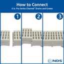 NDS 5” Pro Series Deep Profile Channel Drain Kit With HDPE Plastic Grates and End Caps, Trench & Channel Drainage For Driveway, Patio, Pool Deck, Courtyard, 5.5” x 39.4”, Gray