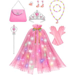 Light Up Princess Dress Up for Girls 3 4 5 6, Toddlers Dress Up Clothes, Princess Toy for Kids Birthday Gift (Pink)