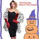 Halloween Costume Women, Halloween Costume for Women with Dalmatian Shawl Coat, 1920s Red Gloves and Long Plastic Holder
