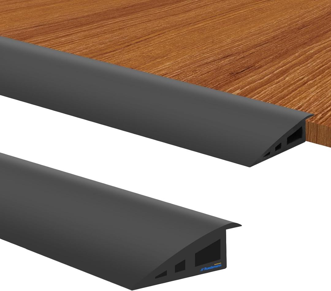 Ruedamann 3.3 Ft Threshold Transition Strip, 1 1/ 5"~1 2/ 5" Rise Rubber Threshold Ramp, Overlap Edge Reducer, Doorway Edge Trim and Mats for Laminate Doorway, Carpet, Floor, Tile