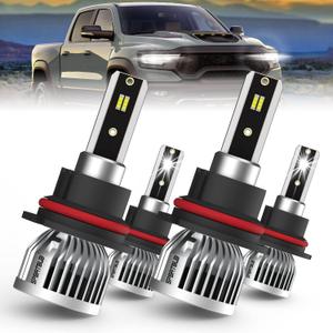 headlight bulbs, compatible with DODGE RAM 1500 2500 3500 1999-2007,9007 high beam + 9007 Low Beam headlights combo kit,Pack of 4