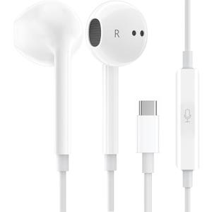 1Pack Wired Earphones with USB-C Connector for iPhone Headphones in-Ear Earbuds,Built-in Microphone and Volume Control Headsets Compatible with iPhone 15/16 Plus/Pro/Max/Pad Pro/Air/Mini & More