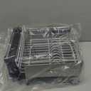 Sabatier Expandable Stainless Steel Dish Rack with Rust-Resistant Soft Coated Wires and Bi-Directional Spout, with Utensil Caddy and Removable Stemware Holder (Gray/Black)