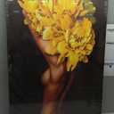 MAMAGO Large Yellow Floral Woman Wall Decor African American Canvas Poster Prints Nude Sexy Black Girl Abstract Artwork for Living Room Bathroom Framed - 28 x 44 inch (Style_30)